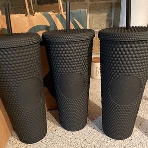 Matte black studded Starbucks cup